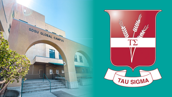 Tau Sigma next to SDSU Global Campus building entrance