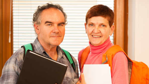 Two elderly students. 