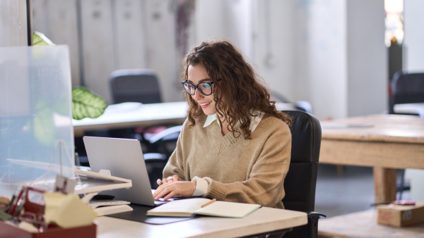 Woman studying online program