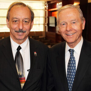 Pete Wilson (right) with Joe Shapiro, dean of SDSU’s College of Extended Studies